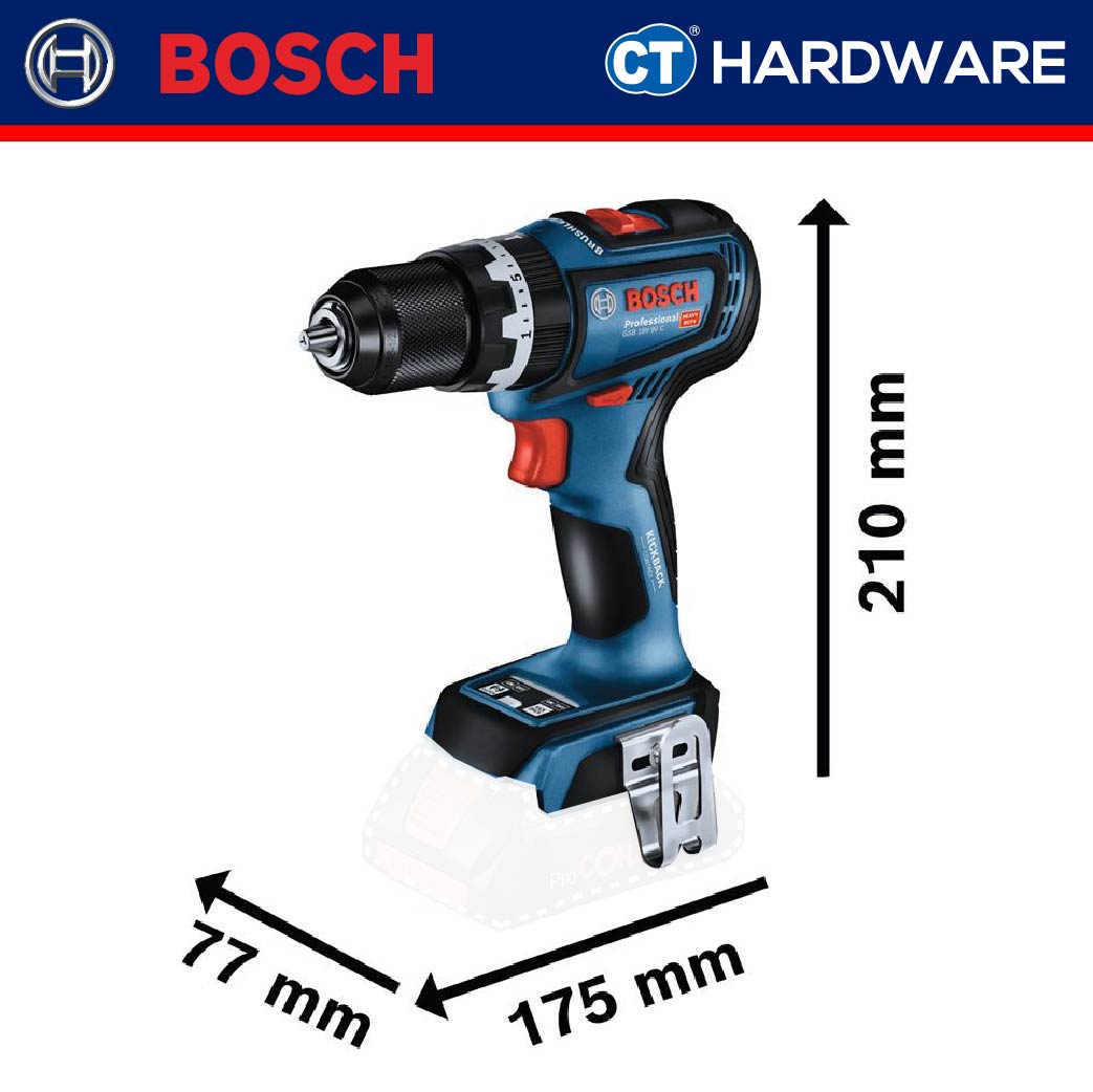 Bosch GSB 18V-90 C Professional Cordless Brushless Impact Drill 18V | SOLO | 1-Battery | 2-Battery [06019k61l0 | GSB18V90CSOLO]