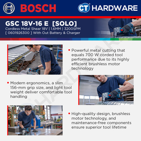 Bosch PRO GSC 18V-16 E Cordless Metal Shear 18V 0601926300 (Body Only | 1-Battery | 2-Battery)