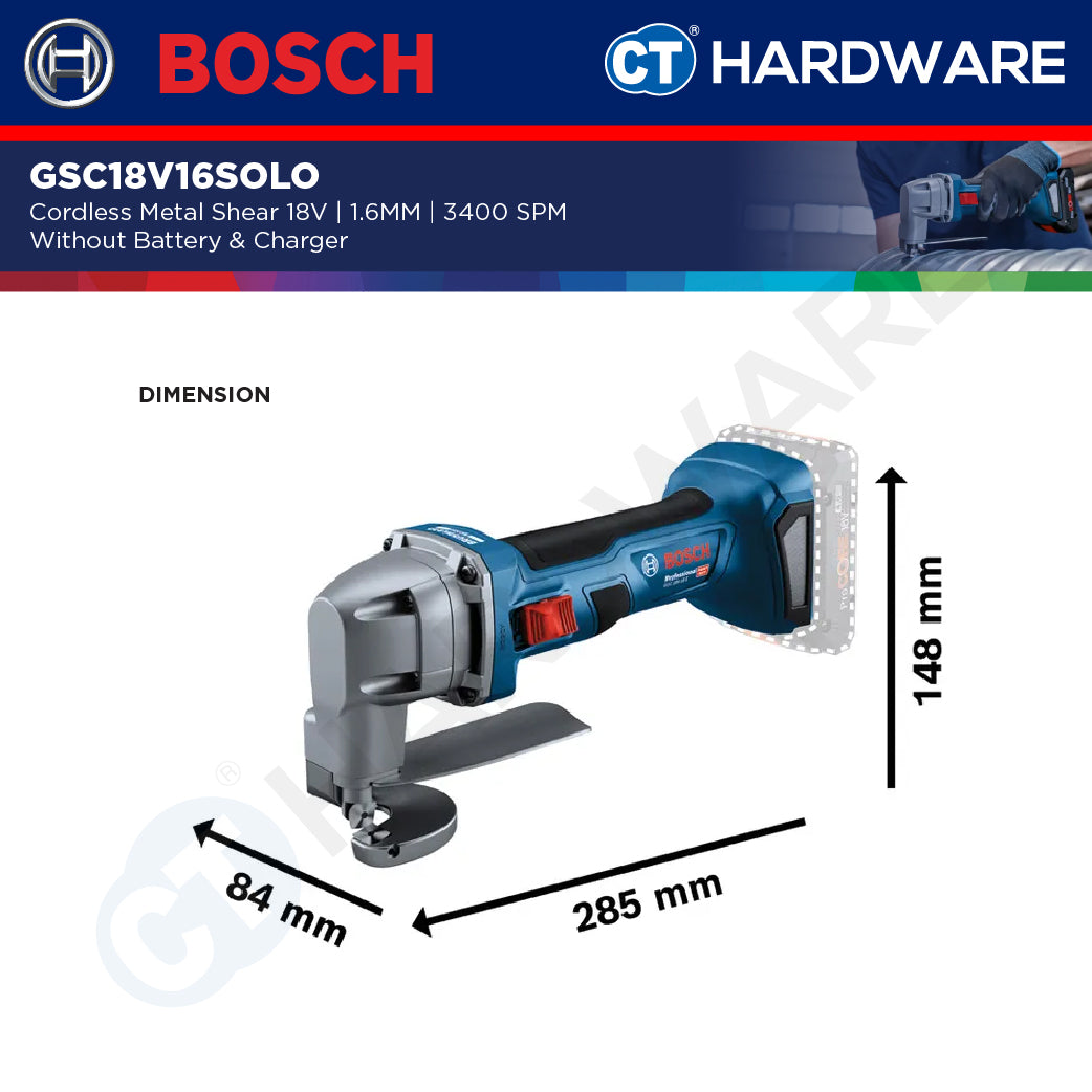 Bosch GSC18V16SOLO Cordless Metal Shear 18V | 1.6MM | 3400 SPM Without Battery & Charger [ SOLO UNIT ]