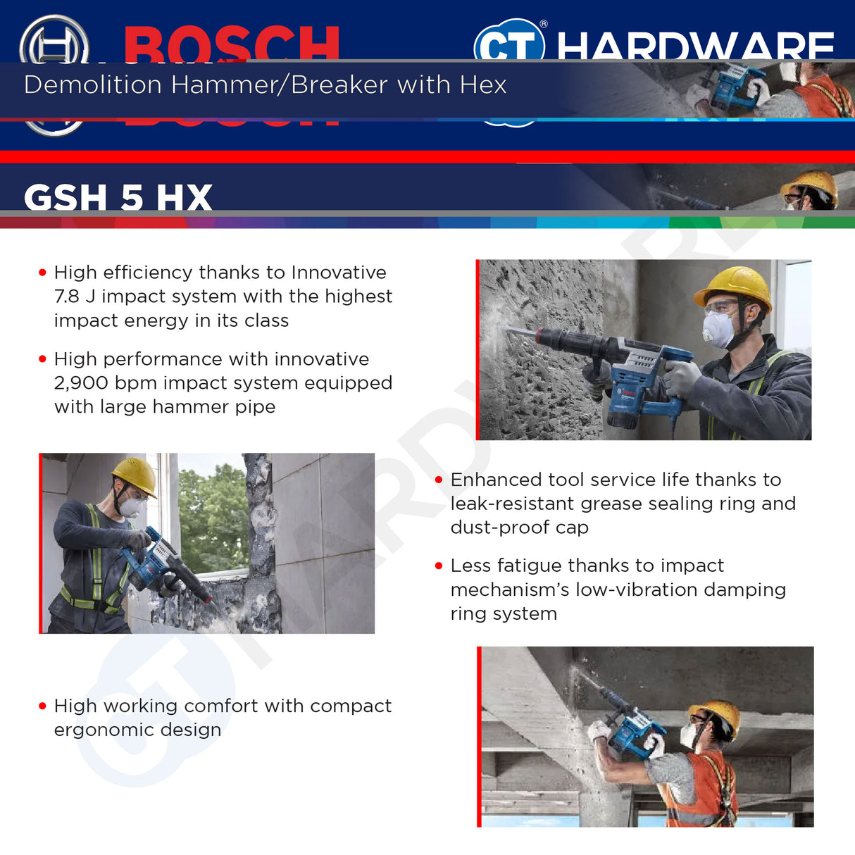 Bosch GSH 5 HX Professional Demolition Hammer/Breaker With Hex