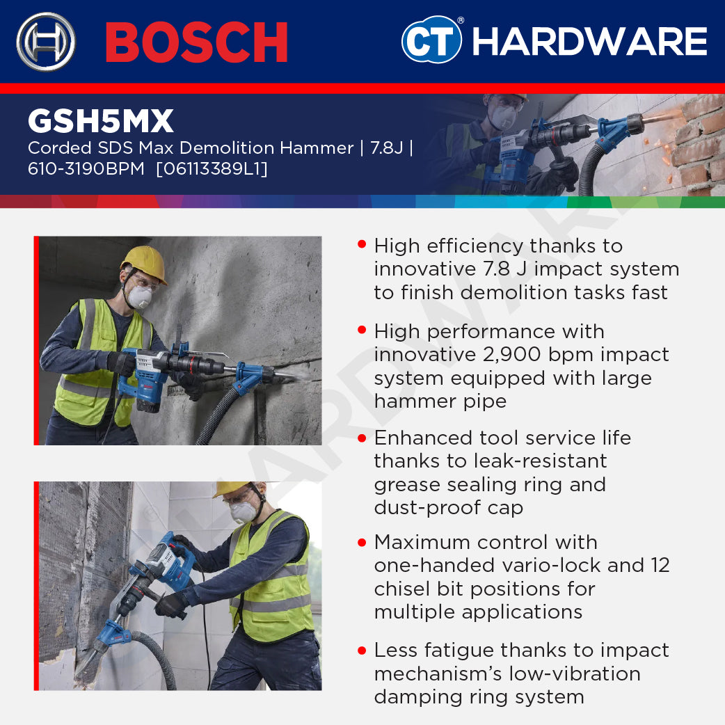 Bosch PRO GSH5MX SDS Max Demolition Hammer 1100W 7.8J 06113389L1