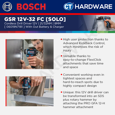 Bosch PRO GSR 12V-32 FC Cordless Screwdriver 12V 06019N7181 (Body Only | 2-Battery)
