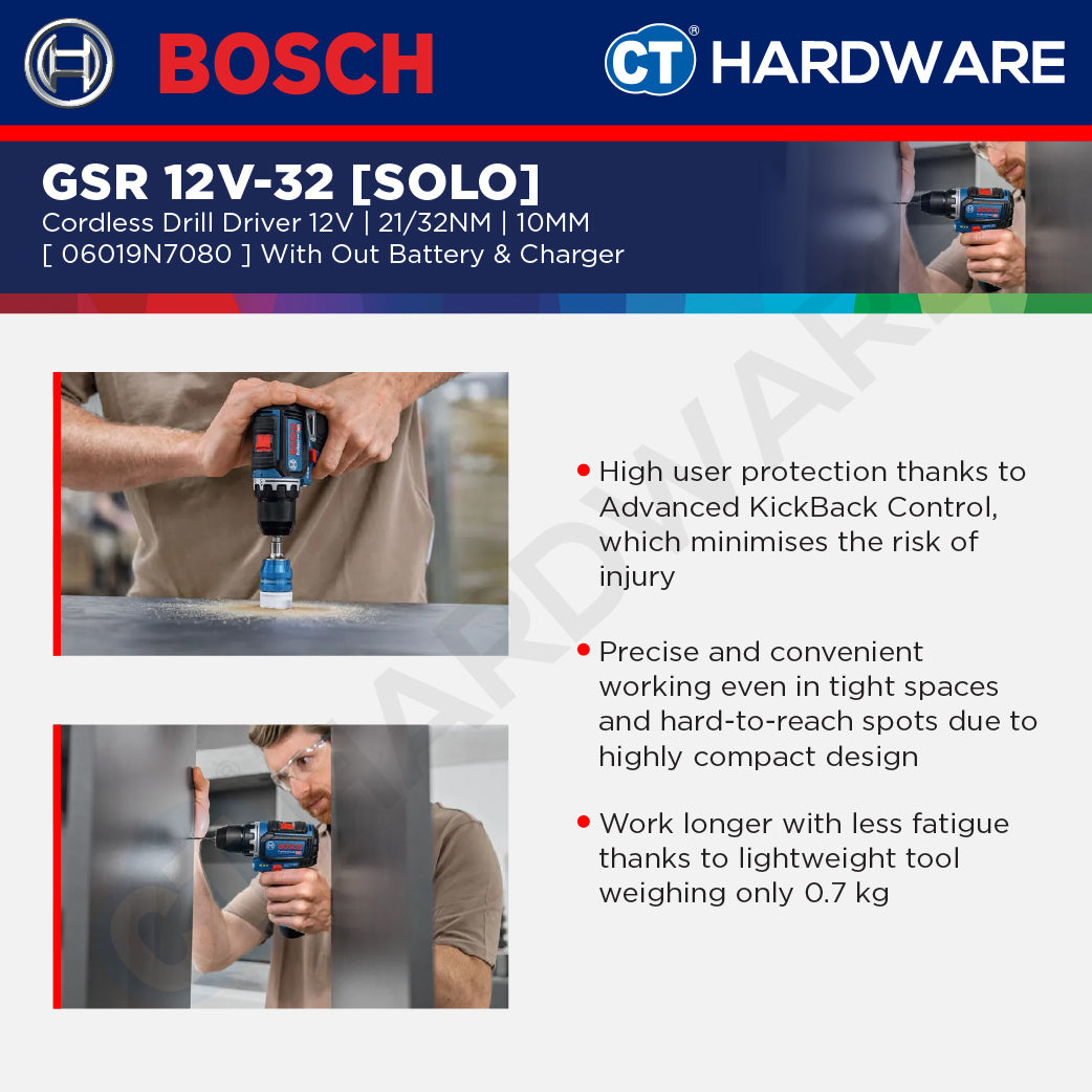Bosch PRO GSR 12V-32 Cordless Drill Driver 12V 06019N7080 (Body Only | 2-Battery)