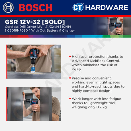 Bosch PRO GSR 12V-32 Cordless Drill Driver 12V 06019N7080 (Body Only | 2-Battery)