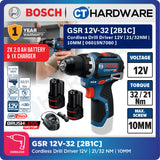 Bosch PRO GSR 12V-32 Cordless Drill Driver 12V 06019N7080 (Body Only | 2-Battery)