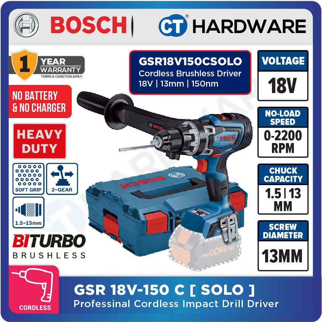 Bosch GSR 18V-150 C SOLO BITURBO Cordless Drill Driver 18V 13MM [GSR18V150CSOLO]
