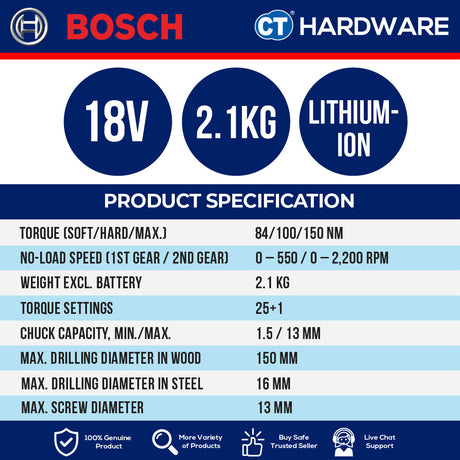 Bosch GSR 18V-150 C SOLO BITURBO Cordless Drill Driver 18V 13MM [GSR18V150CSOLO]