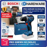 Bosch PRO GSR18V-52 Cordless BL Screwdriver 18V, 13MM, 70NM, Replace GSR180-LI, GSR18V52