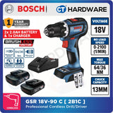 Bosch GSR 18V-90 C Professional Cordless Brushless Drill/Driver 18V | SOLO | 1-Battery | 2-Battery [06019K60L0 | GSR18V90CSOLO]