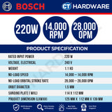 Bosch PRO GSS 140 GEN2 Palm Sander 220W 14,000 RPM 28,000 OPM [06012A80L1]