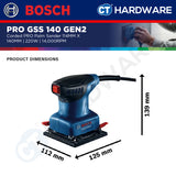 Bosch PRO GSS 140 GEN2 Palm Sander 220W 14,000 RPM 28,000 OPM [06012A80L1]