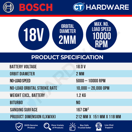 Bosch PRO GSS18V-18 Cordless Orbital Sander 18V 06019R70L0 (Body Only | 1-Battery | 2-Battery)