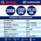 Bosch GSS2018A Corded Orbital Sander 200W | 12,000RPM Come with 1x Punching Plate & 1x Dust Bag