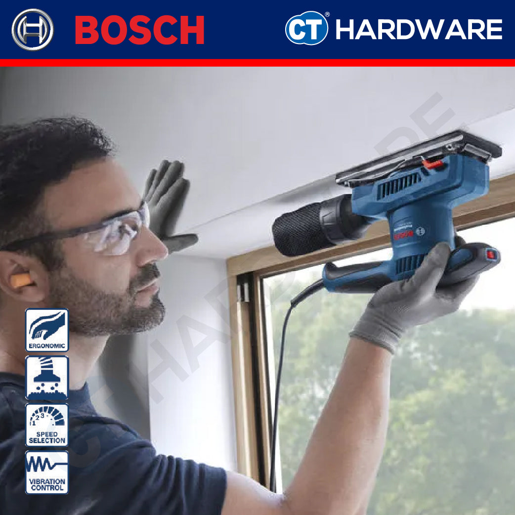 Bosch GSS2018A Corded Orbital Sander 200W | 12,000RPM Come with 1x Punching Plate & 1x Dust Bag