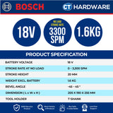 Bosch GST 183-LI SOLO Cordless Brushless Jigsaw 18V | 3300SPM [ GST183LISOLO ]