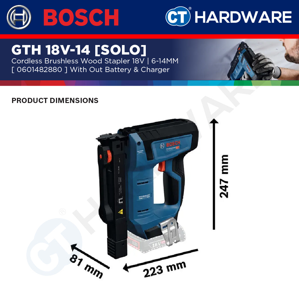 Bosch PRO GTH 18V-14 Cordless Wood Stapler 18V 0601482880 (Body Only | 1-Battery | 2-Battery)