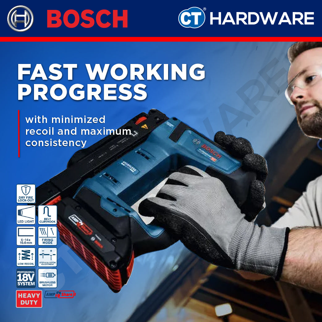 Bosch PRO GTH 18V-14 Cordless Wood Stapler 18V 0601482880 (Body Only | 1-Battery | 2-Battery)
