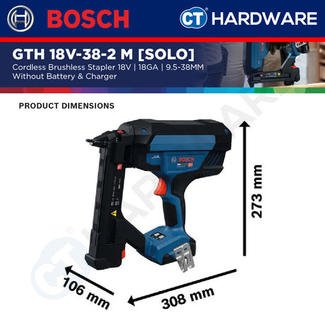 Bosch PRO GTH 18V-38-2 M Cordless Brushless Stapler 18V 18ga Solo [0601482D80]