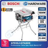 Bosch GTS 10 J Professional Table Saw 1800W 10" 254mm c/w GTA600 Saw Stand [0601B305L1 | GTS10JGTA600]