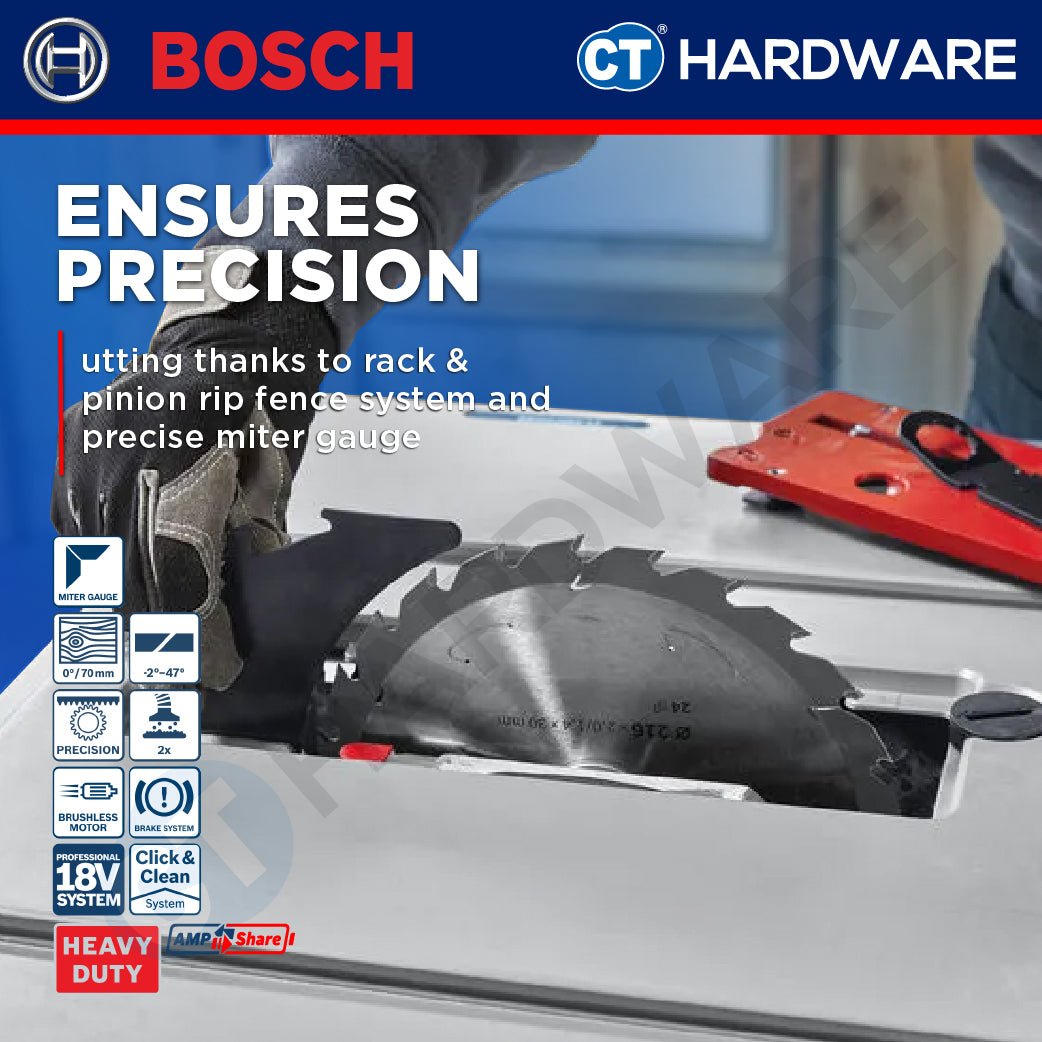 Bosch PRO GTS 18V-70 Cordless Table Saw 18V 0601B441K0 (Body Only | 2-Battery)