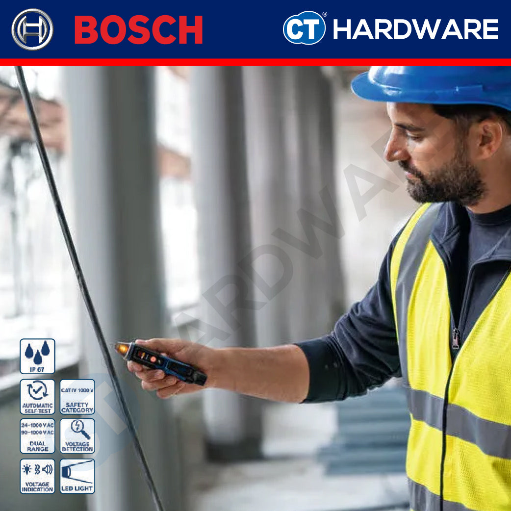 Bosch GVD 1000-17 Voltage Detector 90-1000V AC & 24-1000V AC | Come With 2x AAA Battery | GVD1000-17