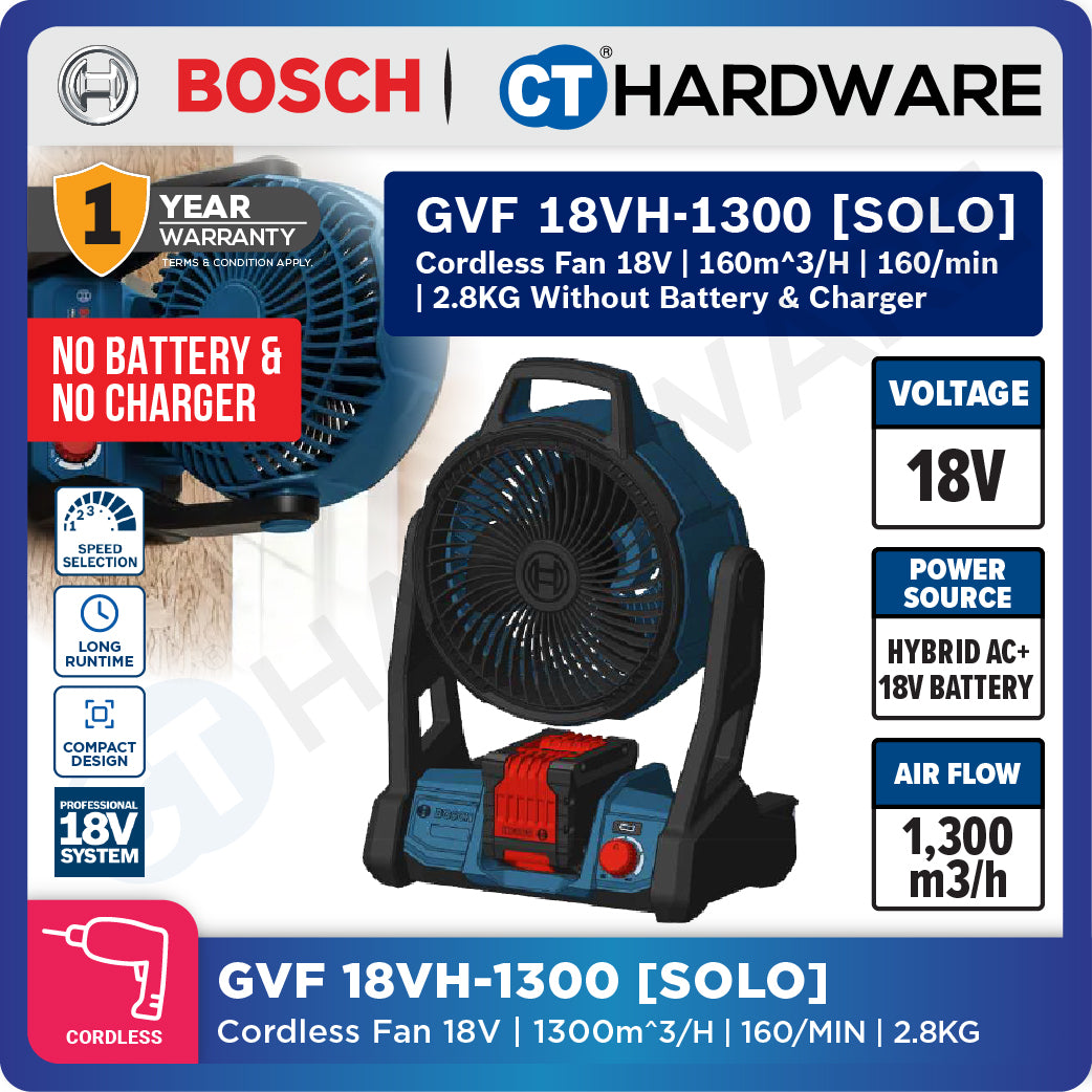 Bosch PRO GVF 18VH-1300 Hybrid Jobsite Fan 18V 1300m³/h Solo [06019U1080]