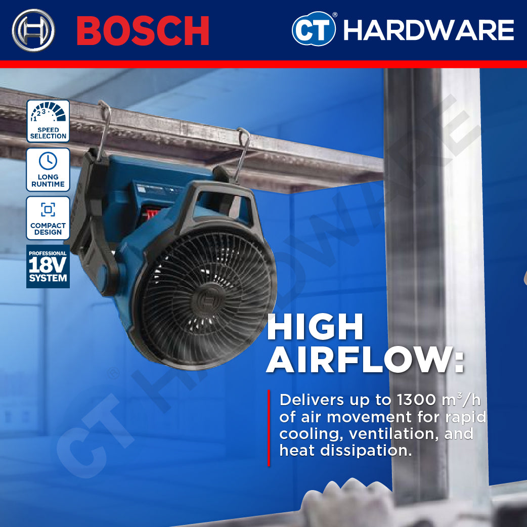 Bosch PRO GVF 18VH-1300 Hybrid Jobsite Fan 18V 1300m³/h Solo [06019U1080]