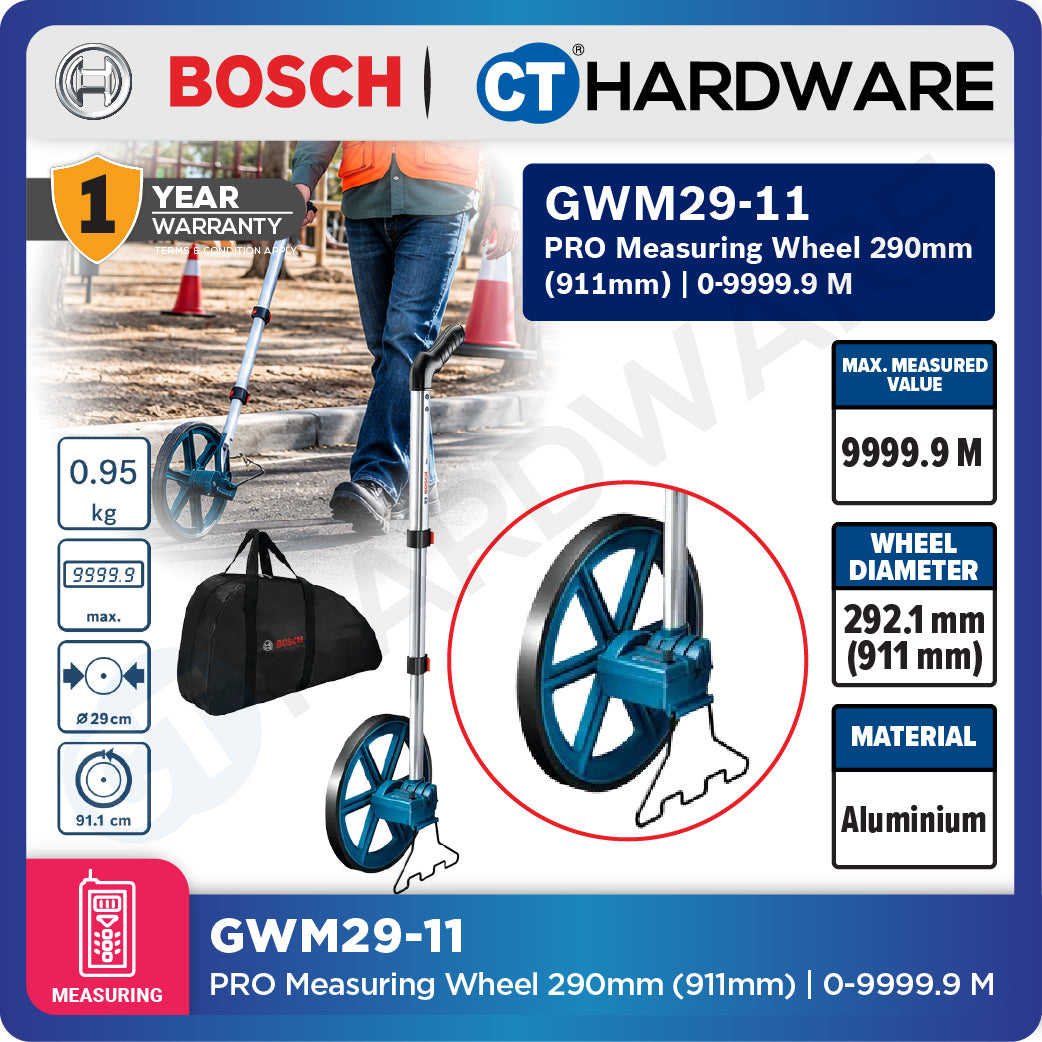 Bosch PRO GWM29-11 Measuring Wheel 292.1mm 9999.9m [06010740F0]