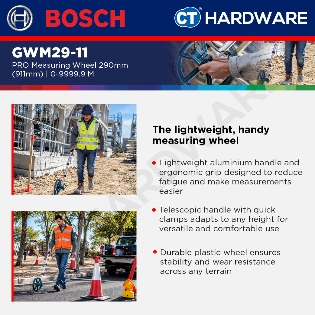 Bosch PRO GWM29-11 Measuring Wheel 292.1mm 9999.9m [06010740F0]