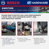 Bosch GWS17125S Corded Angle Grinder 5" | 125MM | 1200W | M14 | 11,500 RPM