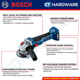 Bosch GWS 18V-10 Professional Cordless Brushless Angle Grinder 18V 4" 100MM | SOLO | 4.0Ah | 8.0Ah [06019J40K0 | GWS18V10SOLO]