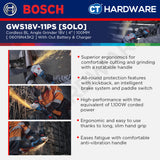Bosch PRO GWS18V-11PS Cordless Angle Grinder 18V 06019N43K2 (Body Only | 1-Battery | 2-Battery)
