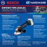 Bosch PRO GWS18V-11PS Cordless Angle Grinder 18V 06019N43K2 (Body Only | 1-Battery | 2-Battery)