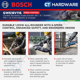 Bosch GWS18V11S Cordless Brushless Angle Grinder 18V | 4" | 100MM | M10 Come with 2x 5.0Ah 18V Battery & Charger