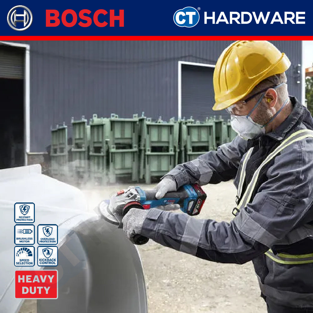 Bosch GWS18V11S Cordless Brushless Angle Grinder 18V | 4" | 100MM | M10 Come with 2x 5.0Ah 18V Battery & Charger
