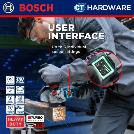 Bosch GWS 18V-15 PSC SOLO BITURBO Cordless Brushless Angle Grinder 18V 5" With Out Battery & Charger [GWS18V15PSCSOLO]