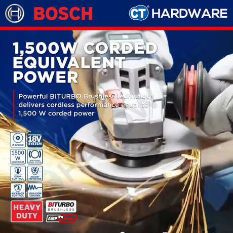 Bosch GWS 18V-15 PSC SOLO BITURBO Cordless Brushless Angle Grinder 18V 5" With Out Battery & Charger [GWS18V15PSCSOLO]