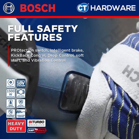 Bosch GWS 18V-15 PSC SOLO BITURBO Cordless Brushless Angle Grinder 18V 5" With Out Battery & Charger [GWS18V15PSCSOLO]