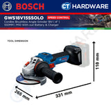 Bosch GWS18V15SSOLO  Cordless Brushless Angle Grinder 18V | 4" | 100MM | M10 With out Battery & Charger [ SOLO UNIT ]