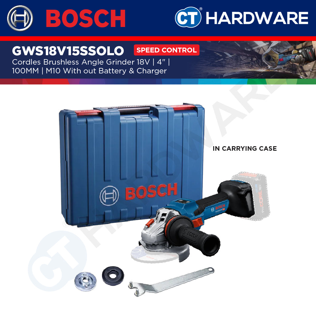 Bosch GWS18V15SSOLO  Cordless Brushless Angle Grinder 18V | 4" | 100MM | M10 With out Battery & Charger [ SOLO UNIT ]