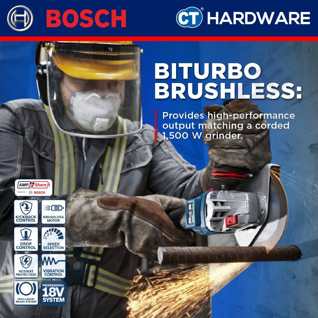 Bosch PRO GWS 18V-15 S Cordless Brushless Angle Grinder 18V 125mm Solo [06019M6000]