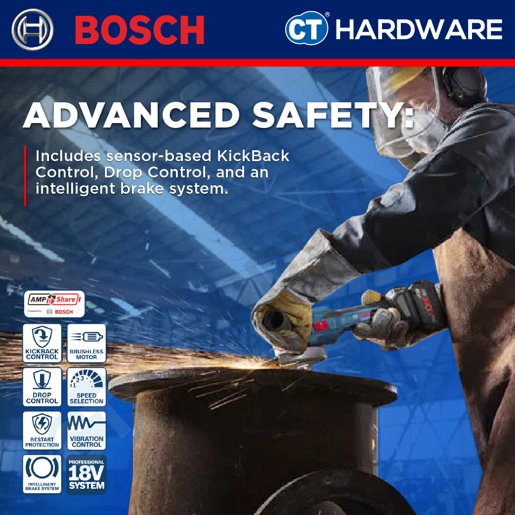 Bosch PRO GWS 18V-15 S Cordless Brushless Angle Grinder 18V 125mm Solo [06019M6000]