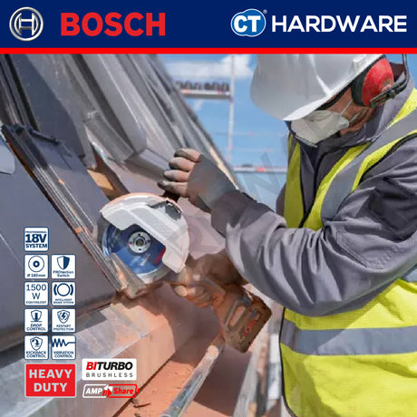 Bosch GWS 18V-180 P SOLO Cordless BITURBO BL Angle Grinder 18V 7"+1x Diamond Disc & 2x EXPERT INOX Cutting Disc [GWS18V180PSOLO]