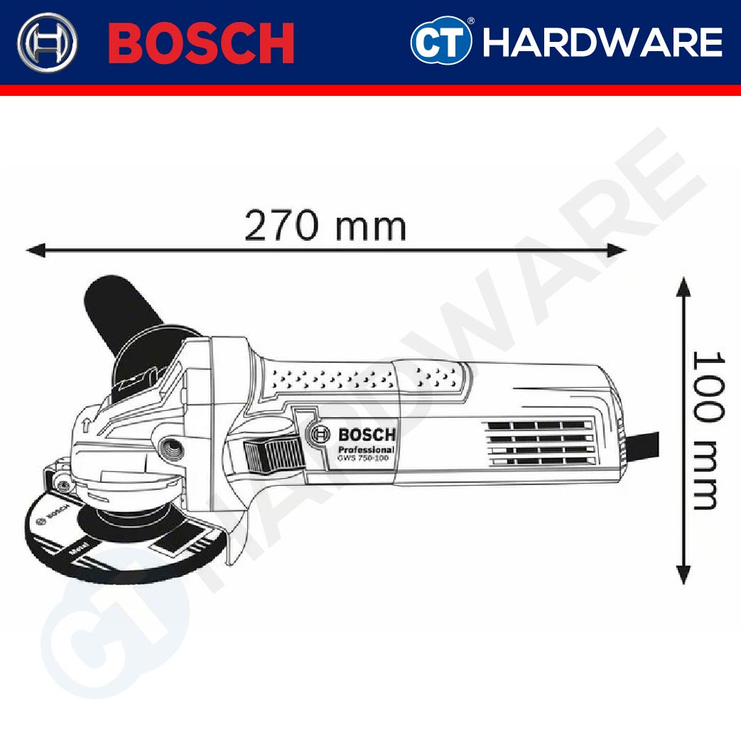 Bosch GWS 750-100 Professional Angle Grinder 750W 4" 100mm [06013940L0 | GWS750]