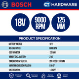 Bosch GWX 18V-10 C SOLO Cordless Angle Grinder 18V 5" with X-LOCK [GWX18V10CSOLO]