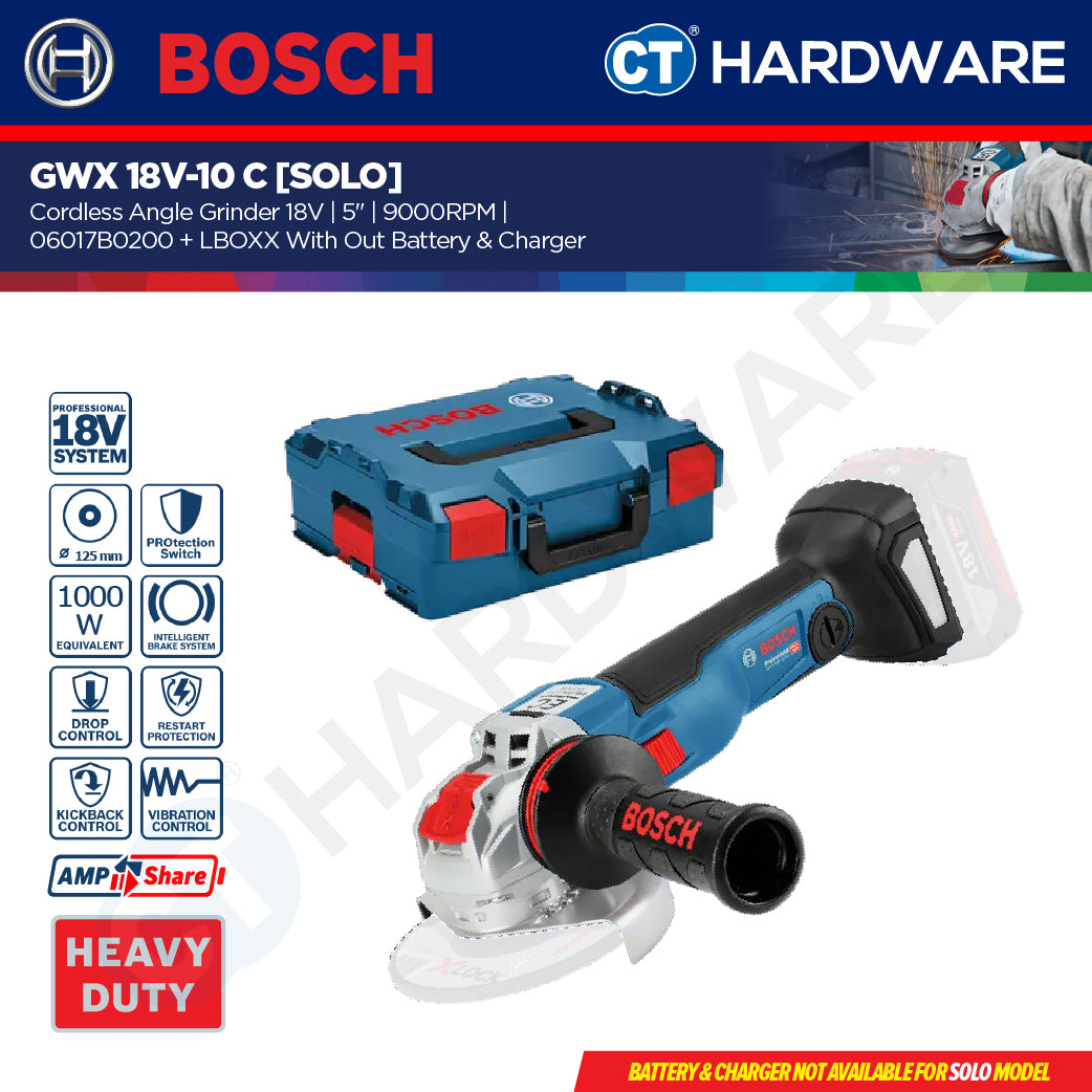 Bosch GWX 18V-10 C SOLO Cordless Angle Grinder 18V 5" with X-LOCK [GWX18V10CSOLO]