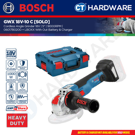 Bosch GWX 18V-10 C SOLO Cordless Angle Grinder 18V 5" with X-LOCK [GWX18V10CSOLO]