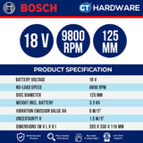 Bosch GWX 18V-15 SC SOLO Cordless  Brushless Angle Grinder 18V 5"+LBOXX [GWX18V15SCSOLO]