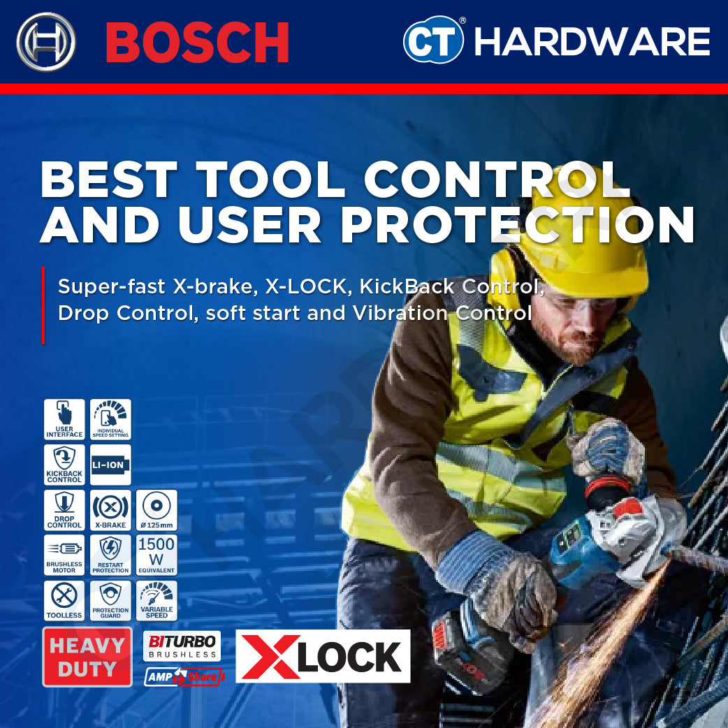 Bosch GWX 18V-15 SC SOLO Cordless  Brushless Angle Grinder 18V 5"+LBOXX [GWX18V15SCSOLO]