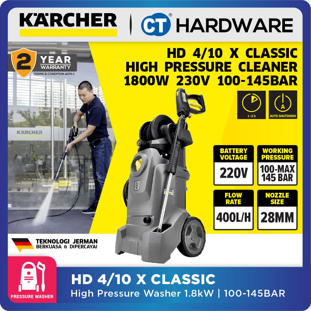 Karcher HD 4/10 X CLASSIC Professional High Pressure Washer 1800W 145 Bar 400lph [HD410XCLASSIC | 15209760]